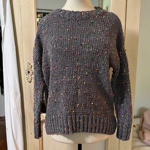 Seven7 grey, colored pompom sweater